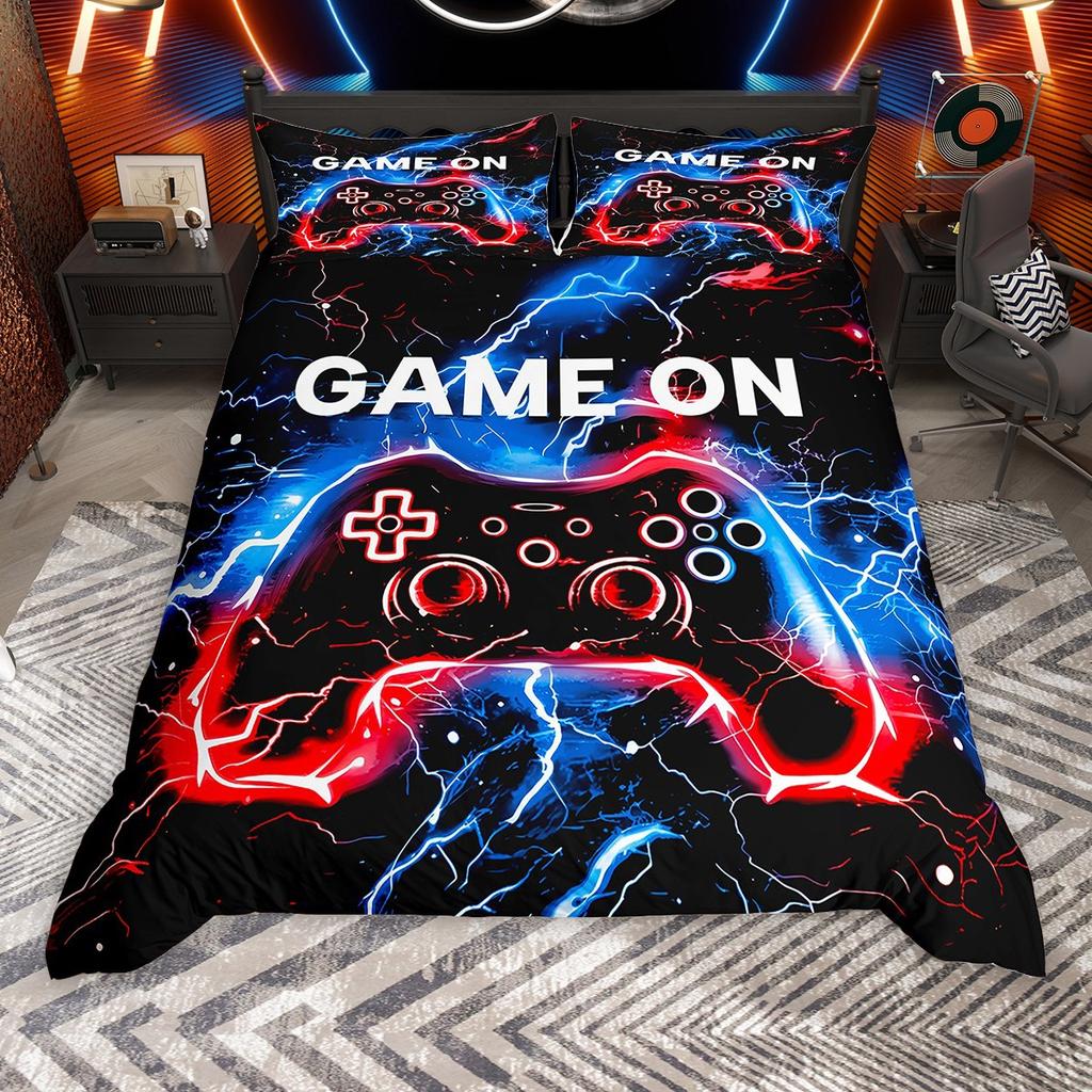 Комплект пододеяльника Homewish Neon Gamepad для мальчиков, Градиентная молния, Комплект постельного белья для видеоигр