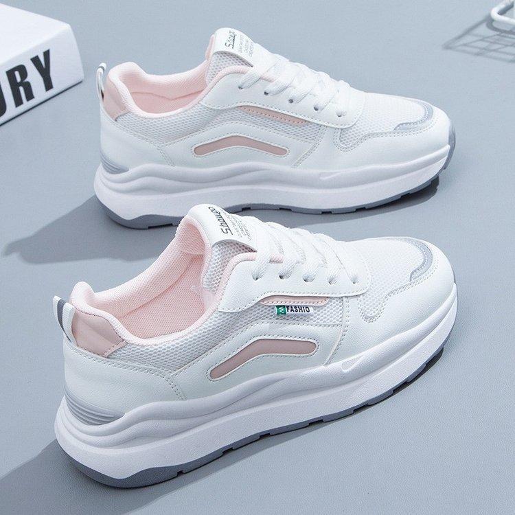 Little white shoes spring and summer mesh breathable sneakers lace-up soft baseplate shoes versatile and lightweight women's little white shoes