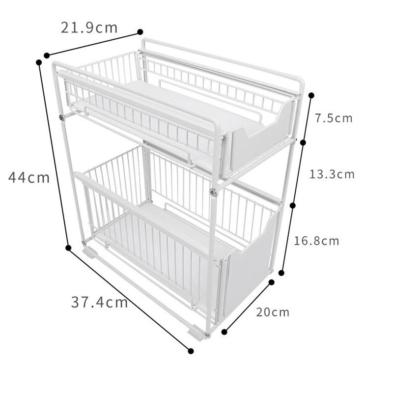 Стеллаж для хранения под кухонной раковиной. Тип ящика можно толкать и тянуть под шкафом. Телескопическая двойная полка.