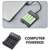 USB-зарядное устройство для аккумуляторов типа AA/AAA 1,2 В, 4 независимых слота, усовершенствованная схема для безопасной зарядки