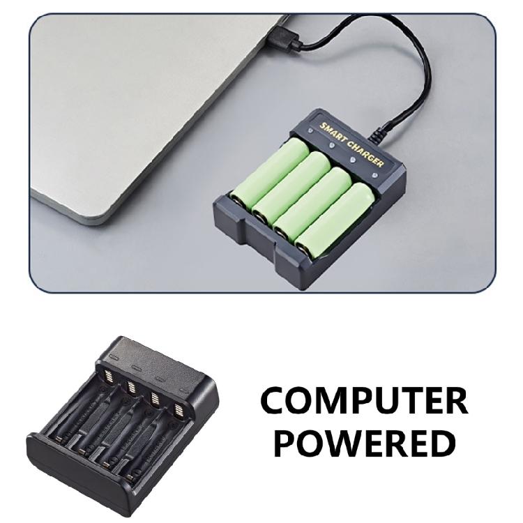USB-зарядное устройство для аккумуляторов типа AA/AAA 1,2 В, 4 независимых слота, усовершенствованная схема для безопасной зарядки