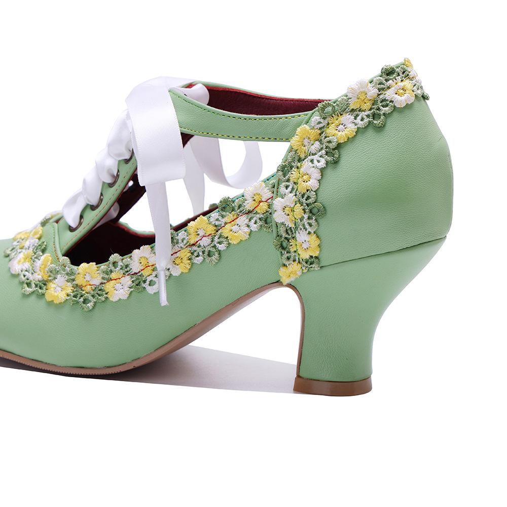 Johnature Туфли-лодочки ручной работы из натуральной кожи женские туфли ретро кружева Мэри Джейн туфли на высоком каблуке