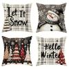 4Pcs Christmas Snowman Checkered Pillowcase, Modern Farmhouse Style Living Room Decoration, Winter Home Gift Without Pillow Core