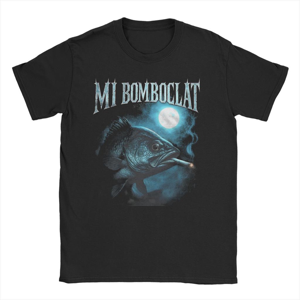 Футболка с мемом 'Bomboclat Fish' для мужчин и женщин 100% хлопок Винтажные футболки Круглый вырез Забавные 90-е Mi Глупые футболки Топы с коротким рукавом 6X...