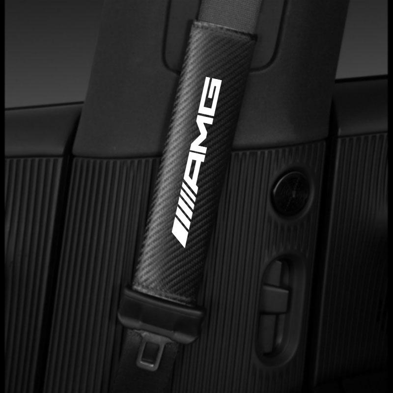 2Pcs Carbon Fiber Seat Belt Shoulder Cover Protection Pads For Mercedes Benz AMG W204 W205 W203 W211 W212 W213 W201 W210 W124