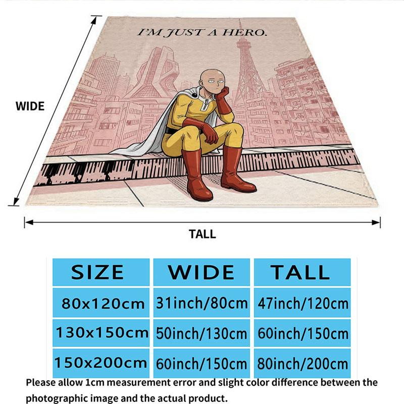 1PC Onepunch Man Patterned Flannel Blanket Suitable For All Seasons For Home Decor Warmth And Comfort Gifts Holiday Present