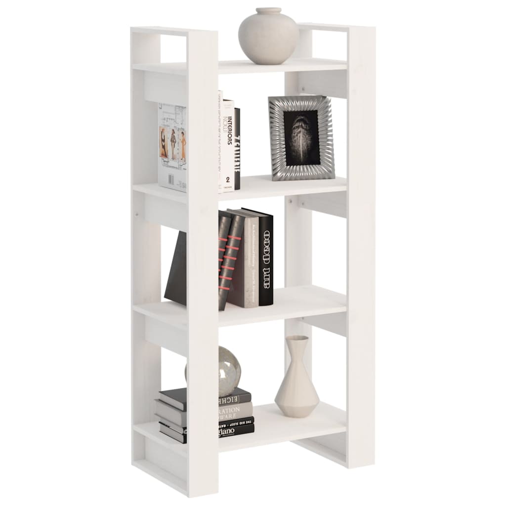 Bookshelf Room Divider White 60 x 35 x 125 cm Solid Wood