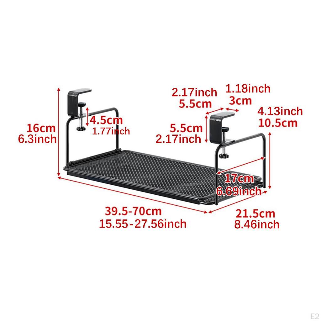 Полка для хранения под столом, зажимной держатель для всякой всячины, регулируемый, простой в установке, органайзер для кабелей