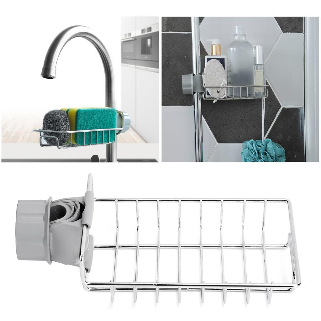 Подвесная стойка для хранения на раковину, зажим для крана из нержавеющей стали, полка для сушки, органайзер для кухонных тряпок