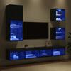 TV Wall Units with LED 5 pcs Black Oak Effect