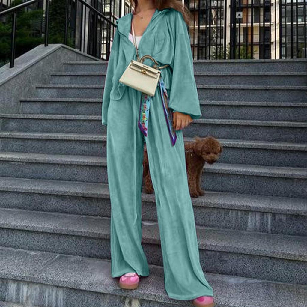 25-я годовщина Ранняя осень Мода Золотой бархат Молния Кулиска Повседневный комплект для женщин