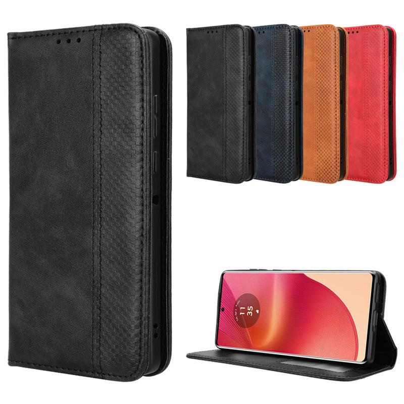 Flip Cover For Motorola Moto Edge 50 Fusion Leather Case [Flip Vintage Leather] Shockproof Durable Retro Phone Case