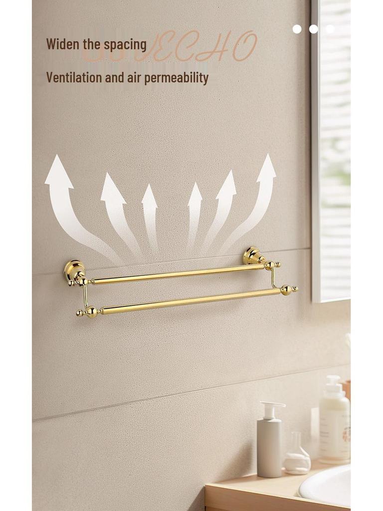 Gold Chrome Plated American Style Towel Rack Set - Retro Bathroom Accessories