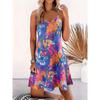 Plant Print V Neck Cami Dress, Casual Sleeveless Spaghetti Strap Dress For Spring & Summer, Women's Clothing