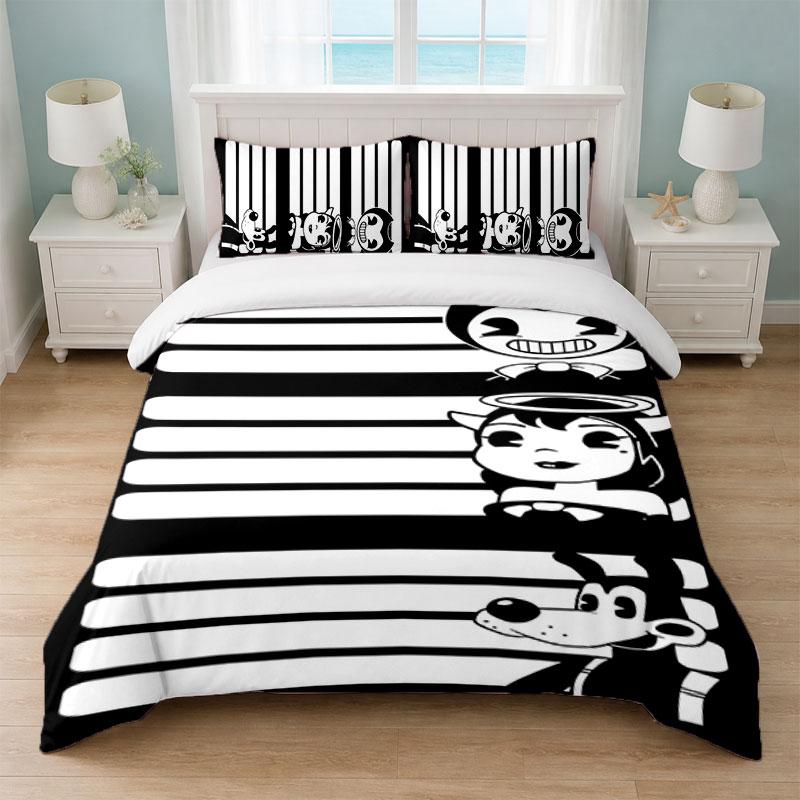 Bendy and the Ink Machine Bedroom 3Pcs Bedding Set Soft Bed Sheet Pillowcases Home Bedding Decoration