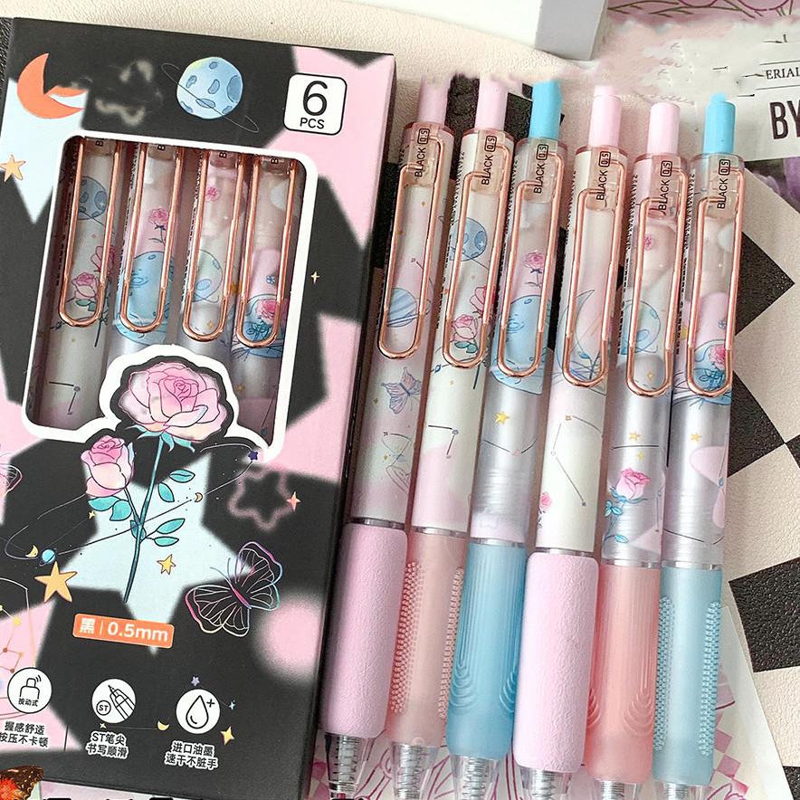 6 шт./набор Милая мультяшная гелевая ручка Корейская мода Милые ручки-шарики с котятами для студентки 0,5 мм Ручка с черными чернилами Школьные принадлежности