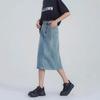 Light Blue High-Waist Slit A-line Denim Skirt for Women - 2025 Casual Mid-Length Slimming Design