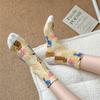 New Women Socks Floral Embossment Retro Cotton Middle Tube Socks Women Japanese Fashion Ethnic Harajuku Retro Cartoon Cute Socks