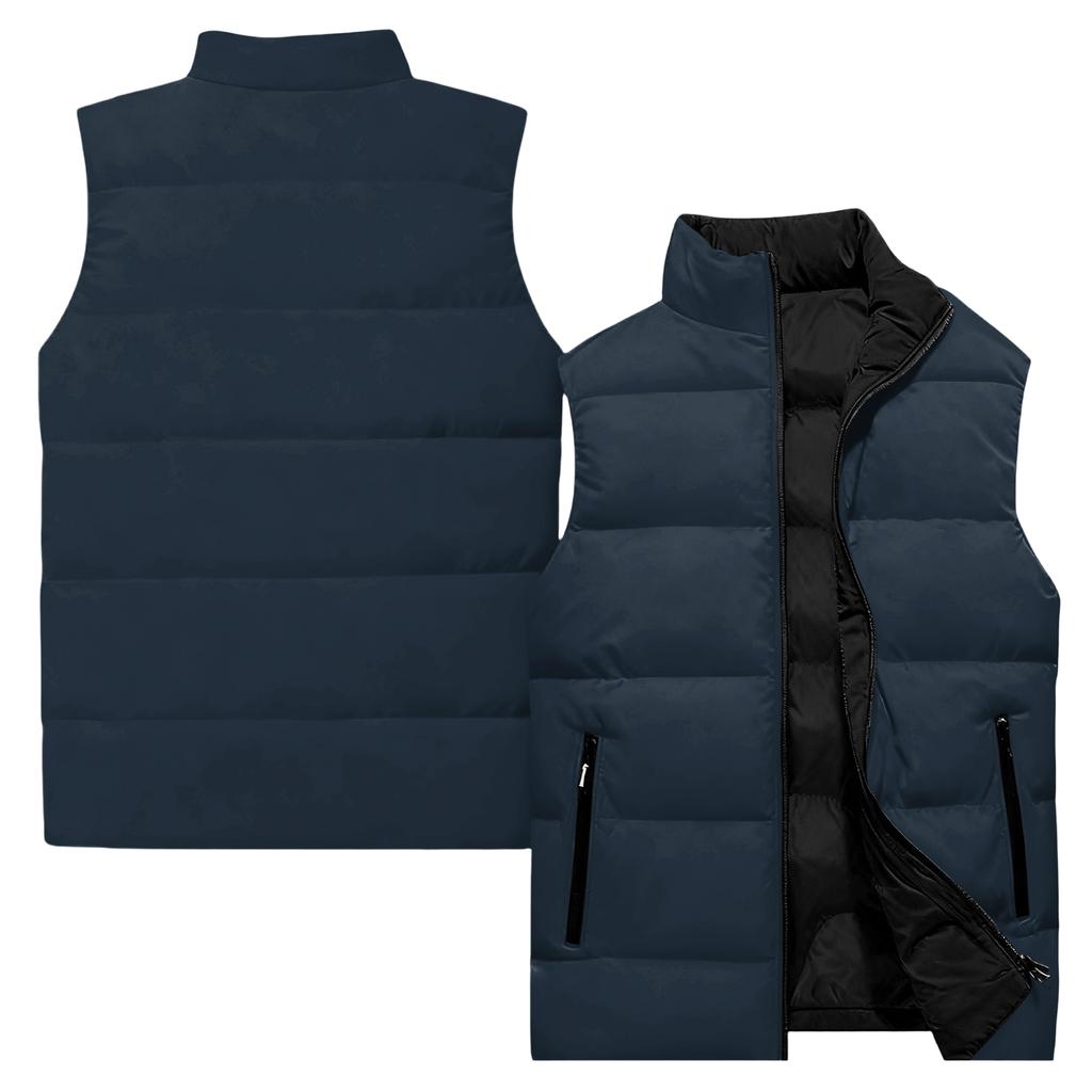 Men's Casual And Fashionable Sleeveless Vest, Solid-color Printed Cotton Jacket