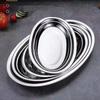 Multi-Size 304 Stainless Steel Oval Fish Plates Household Food Dinner Steamed Shallow Plate Dishes Kitchen Tableware Dinnerware