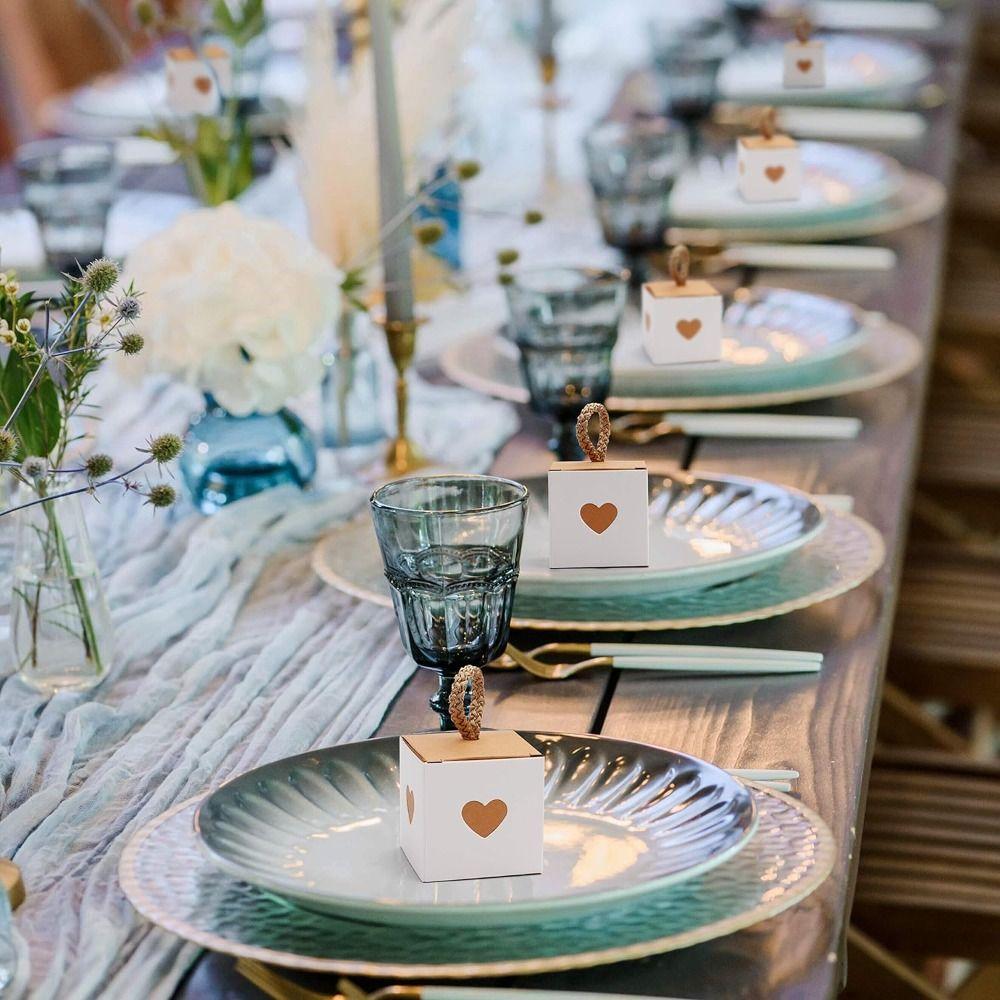 10pcs White & Brown Heart Chocolate Candy Boxes Mini Gift Packaging Boxes  Baby Shower