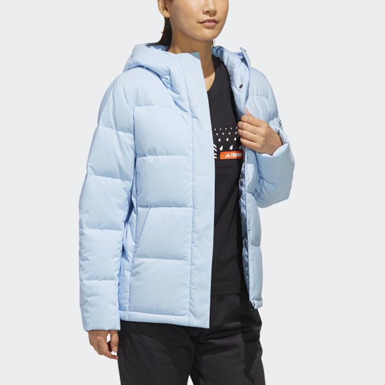 Adidas Outdoor Warm Hooded Down Jacket Women Jackets Bright-Blue FJ9232