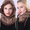 Winter Fashion Men Women Warm Thicken Woolen Knitted Hood Hat Velet Scarf Cap