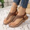 Fashion 2024 Plus Size Female Shoes Thong Women's Sandals Outdoor Casual Sandals Women Crystal Round Toe Wedge Elastic Band Shoes Women