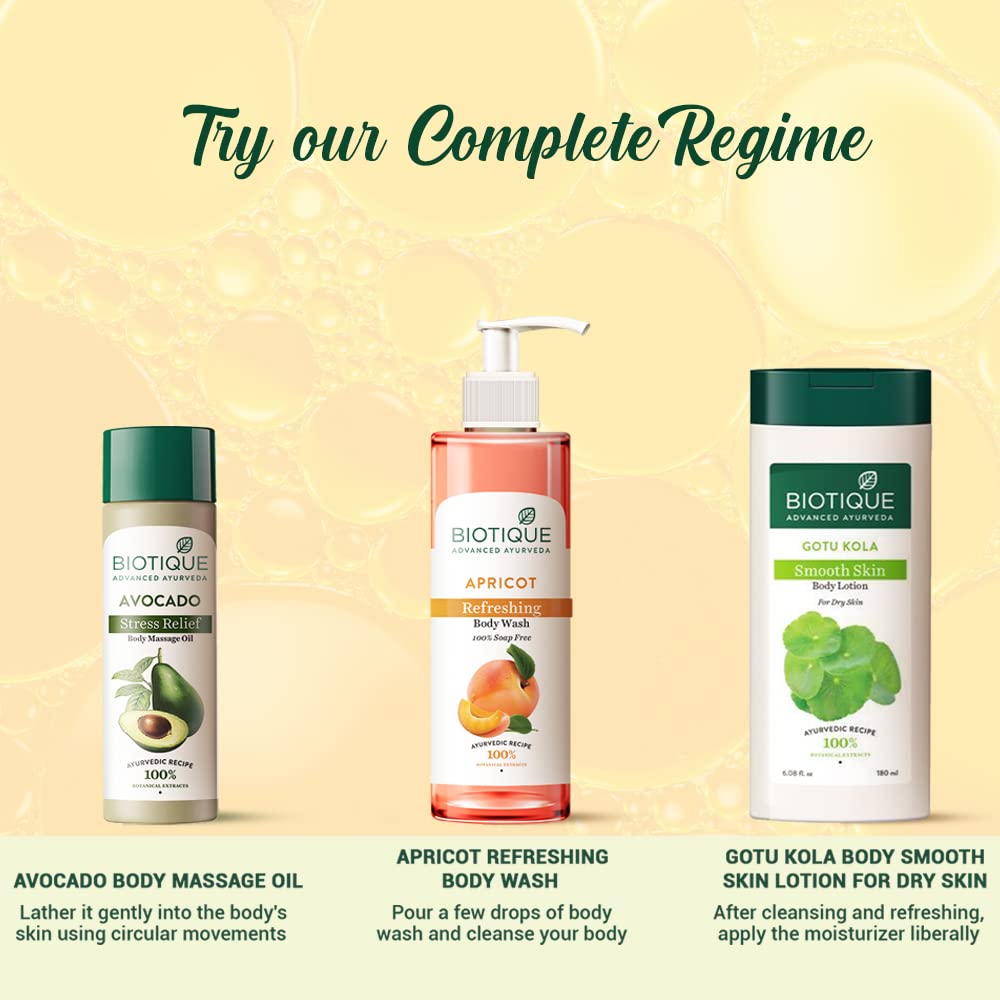 Biotique Avocado Stress Relief Body Massage Oil 200ml | Hydrates Dry Skin | 100% Natural Botanical Extracts | For All Skin Types