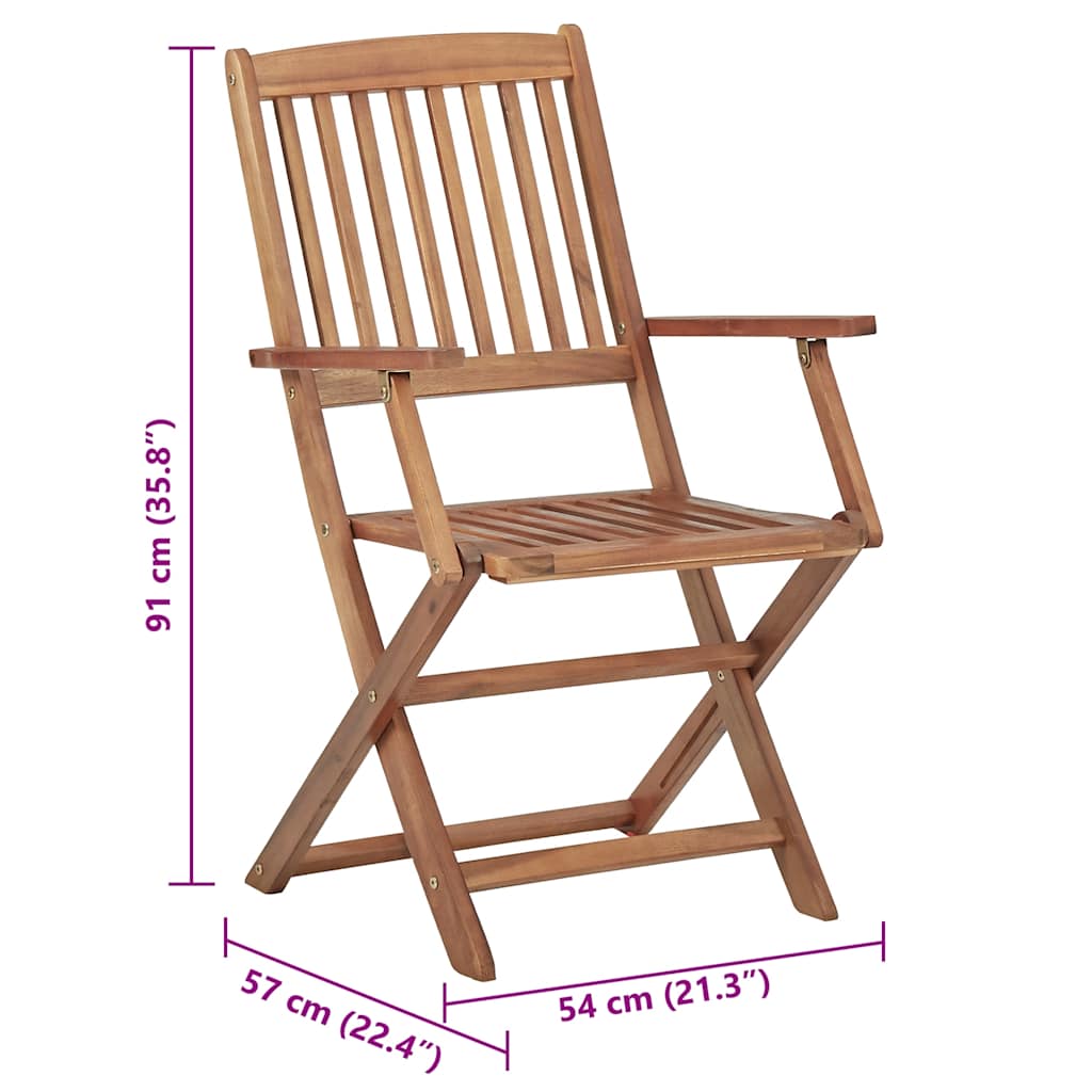 Foldable Garden Chairs 6 pcs with Cushions Solid Acacia Wood