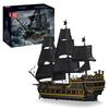 Mould King 13186 Pirate Ship Model Building Blocks, MOC Black Pearl Sailing Ship Model Building Blocks Set, Ship Model Set Assembly Toy, Great Gift