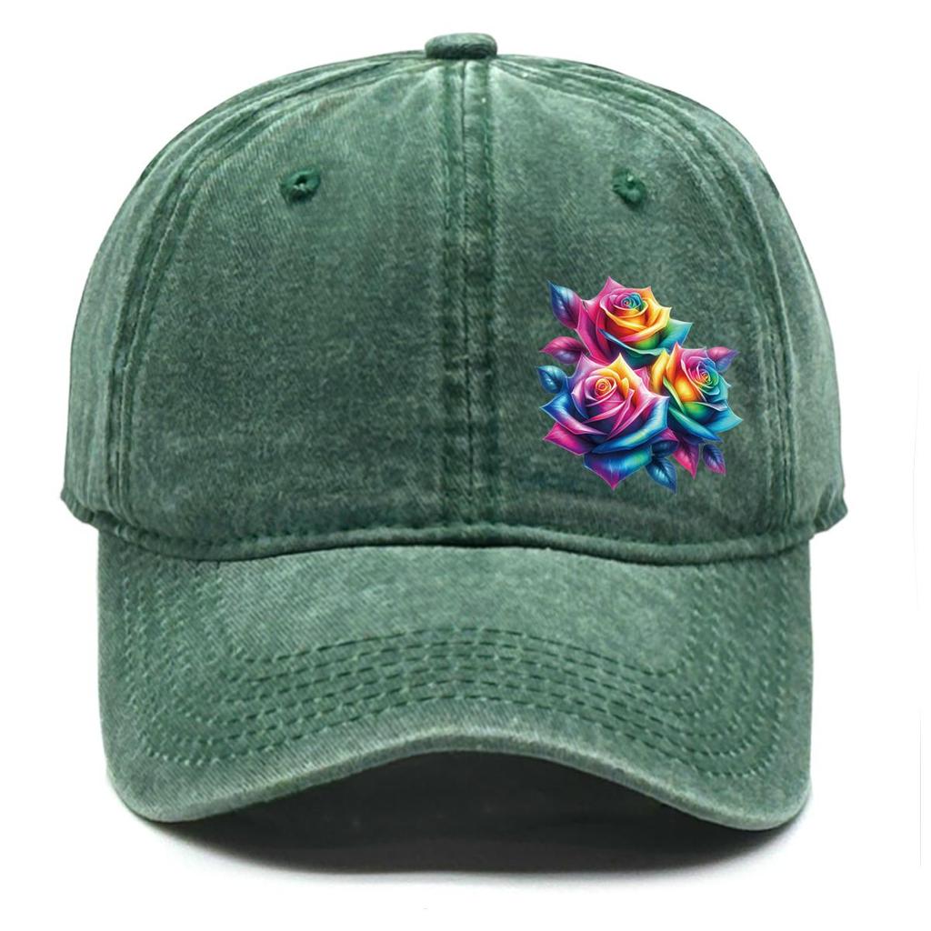 Colorful Flower Print Snapback Baseball Hat, Dad Hat Casual Slouchy Inelastic Lightweight Adjustable Sun Hat