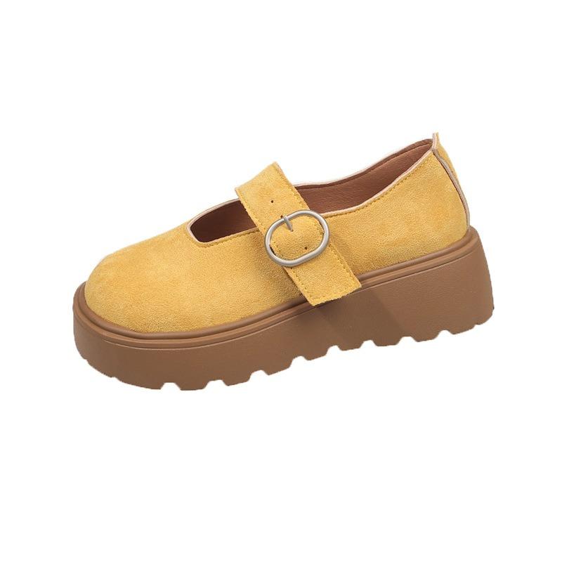 Женские весенне-осенние новые туфли Мэри Джейн на толстой подошве, на платформе, с мелким вырезом, под юбку