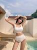 Solid color pure desire swimsuit women's split triangle high waist ins Dongdaemun hot spring vacation swimsuit