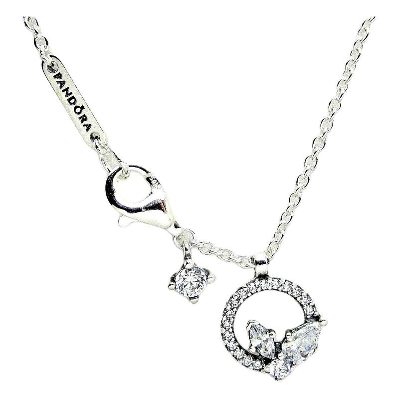 Pandora Logo personalized design cubic zirconia necklace men and women same style couple model silver 392620C01-silver