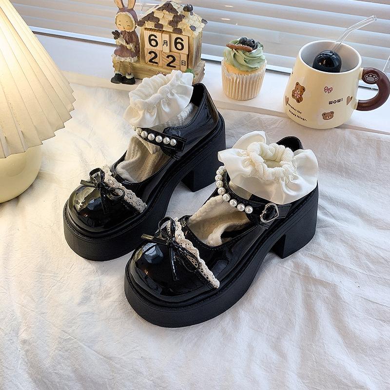 Skirt small fragrant wind thick sole with 2025 spring and summer new muffin Mary French Jane single shoes women's pearl jk small leather shoes