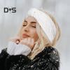 Зимняя флисовая повязка на голову, однотонная, с перекрученной текстурой, утолщенная, теплая, эластичная, удобная, вязаная, утепленная повязка на голову