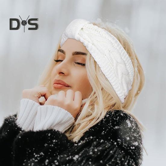 Зимняя флисовая повязка на голову, однотонная, с перекрученной текстурой, утолщенная, теплая, эластичная, удобная, вязаная, утепленная повязка на голову