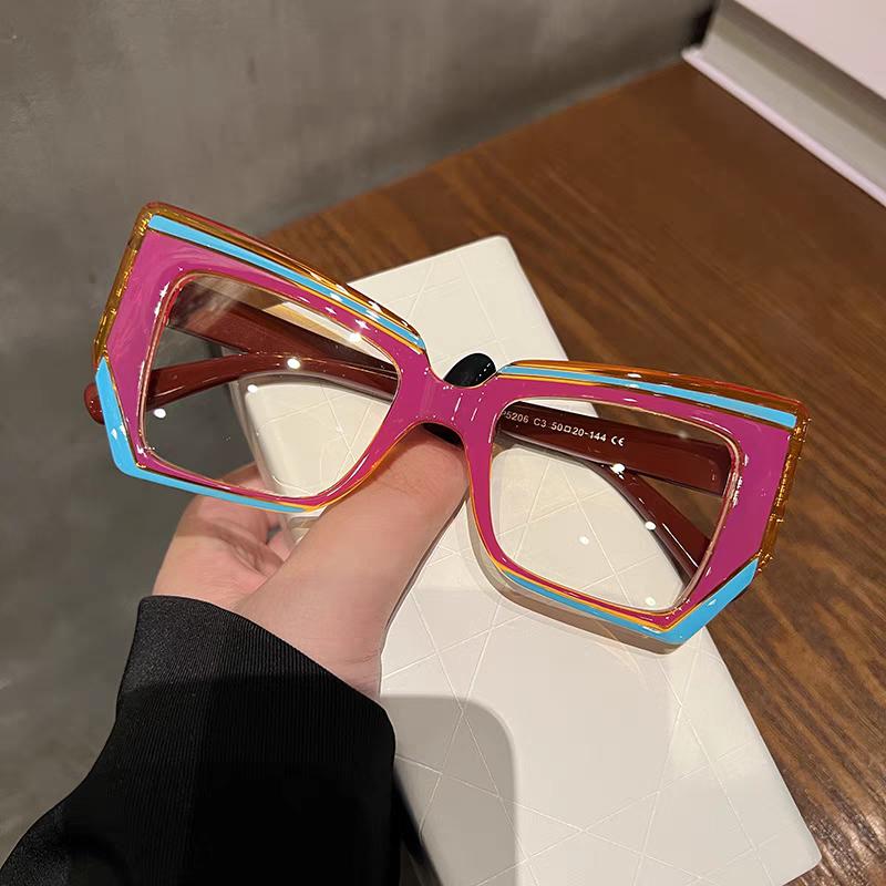 Glasses For Women Fashion Retro Cat-eye Contrasting Colors High-end High-definition Fashionable Anti-blue Light