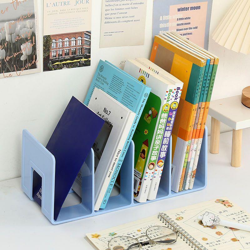 Desktop Four Grid Bookshelf Student Book Storage Bookshelf For Office Documents File Bag For Books Stationery Organize Supplies