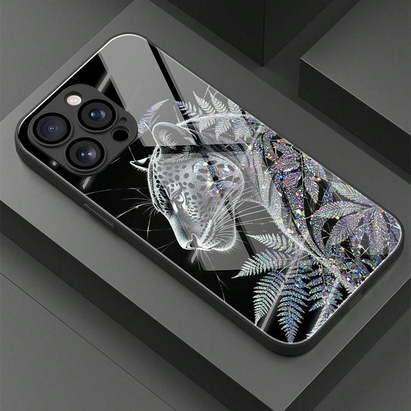 Крутой чехол для телефона из стекла с принтом животного леопарда для iPhone 16 17 Pro Max 11 12 13 14 15 Pro 16E 17Air 7 8 Plus XR XS X