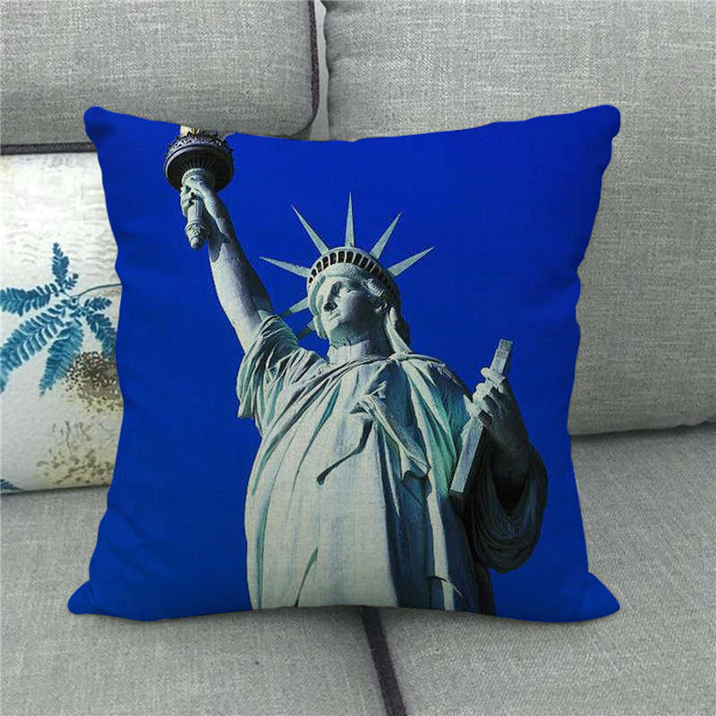 The Statue Of Liberty (Independent And Free) Digital Printing Short Plush Pillow Covers For Sofa Office Cushion Cover Home Goods