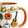 Home Office Coffee Mug Dominican Theme Mug, Ceramic Comfortable Grip Cup, Hot And Artistic Cold Drinks Safe for Use Drinking