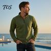 Winter Warm Clothing Men Quarter-Zip Sweatshirt, Long Sleeve Mock Neck Pullover Top, Solid Casual Color Tops Sweatshirt for Golf Office Street