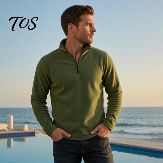 Winter Warm Clothing Men Quarter-Zip Sweatshirt, Long Sleeve Mock Neck Pullover Top, Solid Casual Color Tops Sweatshirt for Golf Office Street