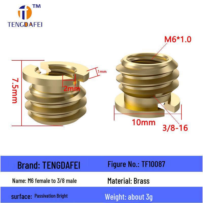 Reversible 1/4" Male To 3/8" Female Adapter for Camera Tripod Ball Head with M4-M8 Conversion Screws