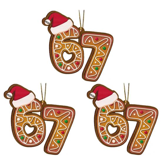 Рождественское украшение Акриловый пряничный человечек Номер 67 Подвеска со шляпой Праздничное украшение для рождественской елки Праздничный подарок