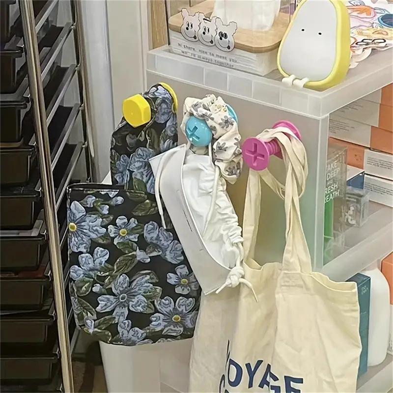 Креативный цветной самоклеящийся крючок с липким краем, симпатичный мультяшный липкий крючок для стены, двери, не пробивные крючки для сумки, комбинированный стиль макарун