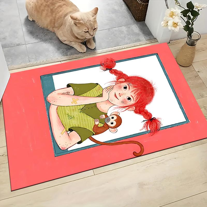 1Pc Girl Monkey Friend Carpet Rug Customizable Soft Washable Antislip Home Living Room Sofa Mats Personalized Rug 0917276