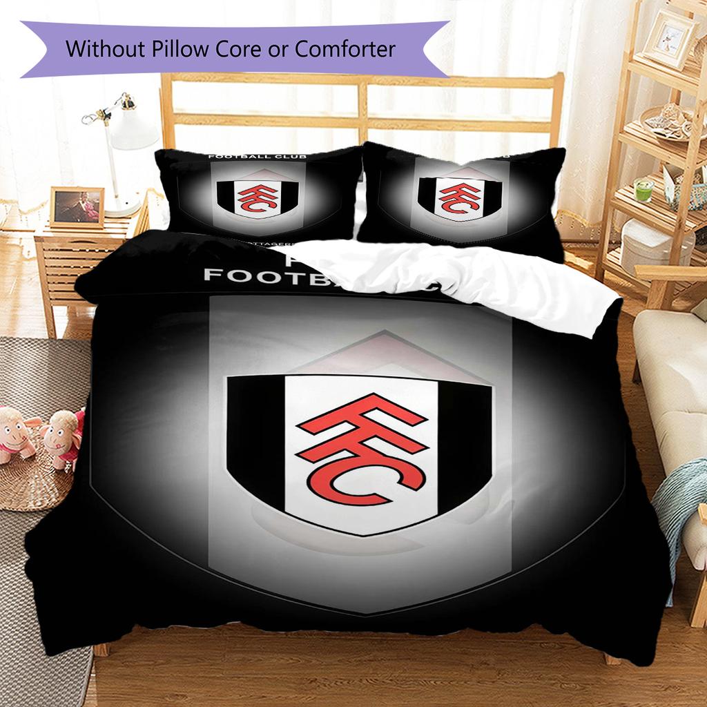 Fulham F.C Pattern Bedding Quilt Set Quilt Cover Pillowcase Home Decoration Birthday Gift (1 * duvet cover + 2 * pillowcase, without core)